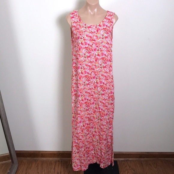 Erika Pink Floral Maxi Slip Dress Y2K Orange - Picture 1 of 5